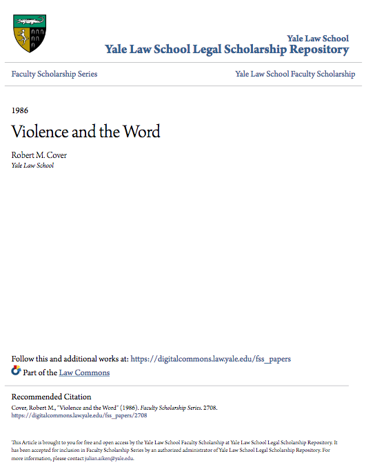 Violence and the Word by Robert Cover