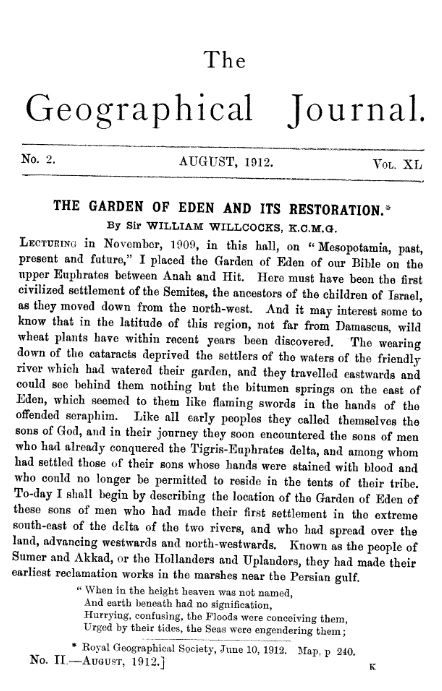 The Garden of Eden and Its Restoration by Sir William Wilcocks
