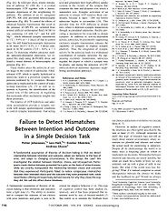 Consciousness for Beginners: the best book - Failure to Detect Mismatches Between Intention and Outcome in a Simple Decision Task by Petter Johansson et al Consciousness for Beginners: the best book - Failure to Detect Mismatches Between Intention and Outcome in a Simple Decision Task by Petter Johansson et al
