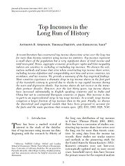 Top Incomes in the Long Run of History by Emmanuel Saez, Thomas Piketty & Tony Atkinson